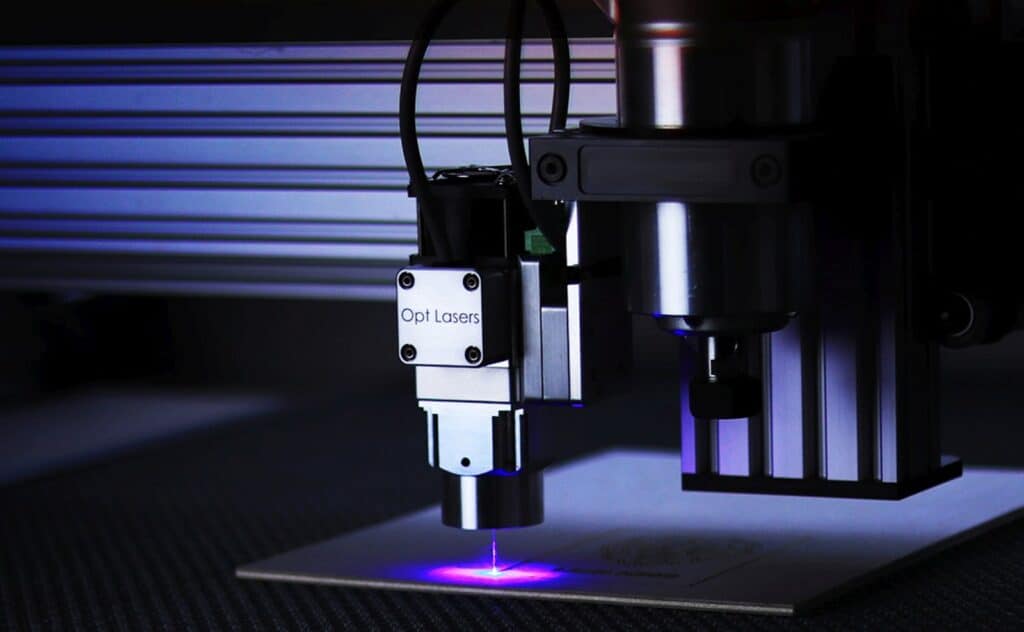 Laser Light on a Cutting Equipment