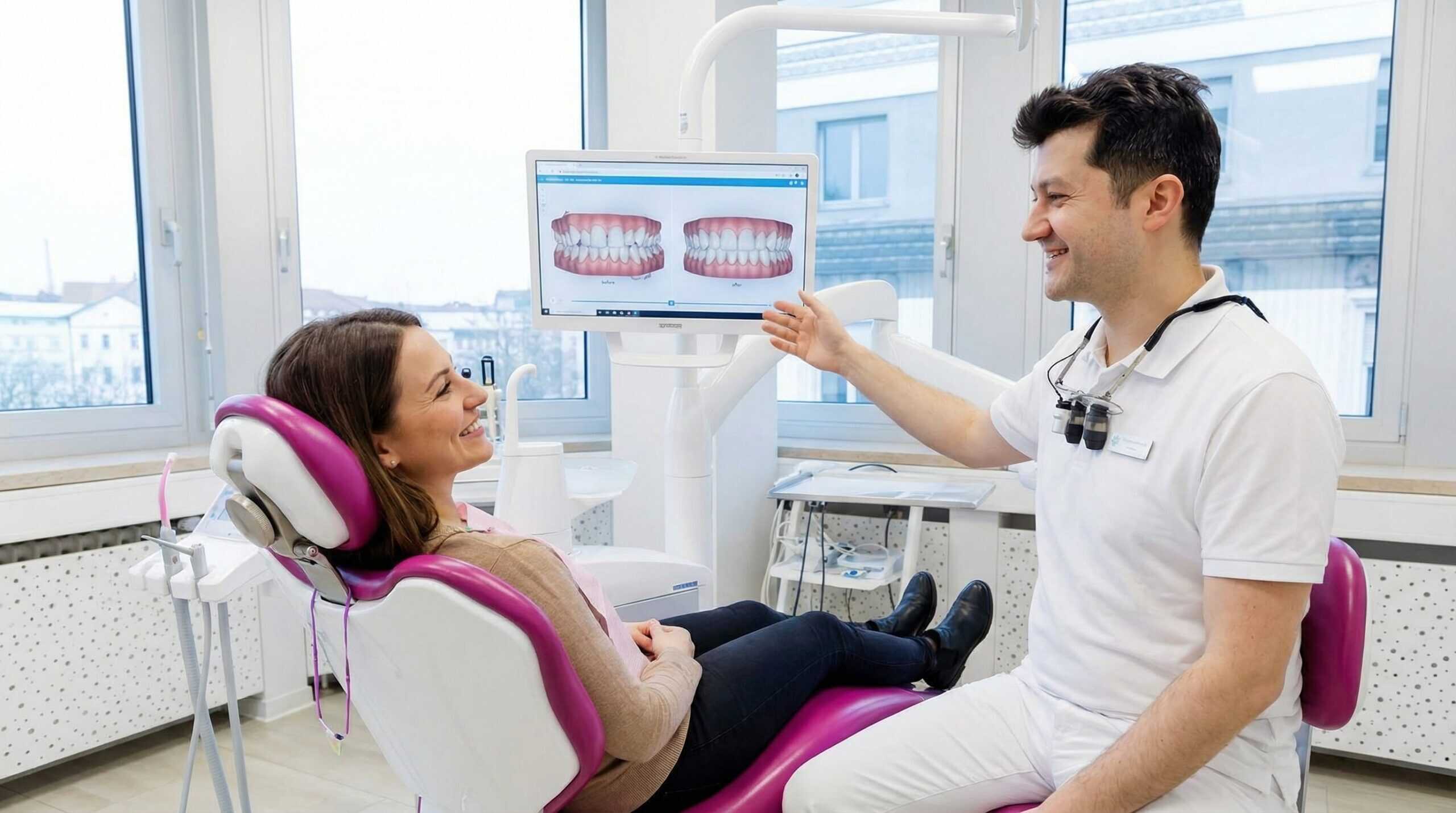 Digitale 3D-Planung der Invisalign-Behandlung: Vorher-Nachher-Simulation bei AUX-DENT