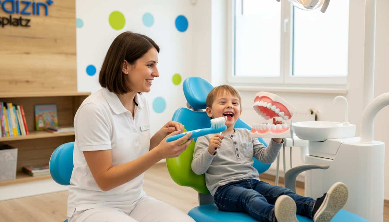 Kinderzahnarzt bei AUX-DENT Augsburg: Spielerische Heranführung an Zahnpflege